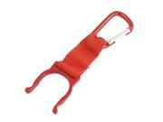 Camping Nylon Cord Red D Shaped Carabiner Key Chain Bottle Holder