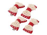 Pet Dog Puppy Lace Bowknot Decor Grooming Hairpin Barrette Clip 4 Pcs Red
