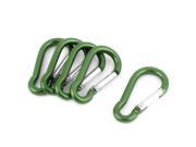Travel Camping Hiking Aluminum Clip Hook Keychain Carabiner 5 Pcs Dark Green
