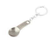 Gray Metal Spoon Pendant Split Ring Keychain Keyring Key Chain Holder Bag Decor
