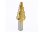 Unique Bargains Gold Tone Round Shank Industrial Cutting Tool 7 Steps Drill 6 18mm