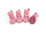 Unique Bargains 4 Pcs Footprint Pattern Nonslip Sole Shoes Size 1 Pink for Pet Dog