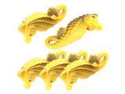 Fish Tank Yellow Gray Plastic Simulational Seahorse Shaped Ornament 5 Pcs