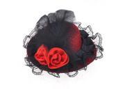 Unique Bargains Black Lace Red Flower Mini Hat Top Alligator Hair Clip Barrette for Ladies