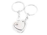 Silver Tone Hearts Nest Pendent Key Chains Ring Keyring Pair for Couple