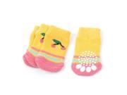 Unique Bargains 2 Pairs Orange Pink Stretchy Knitted Warmer Pet Dog Yorkie Puppy Socks Size M S