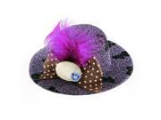 Bowknot Feather Blue Flower Decor Glittery Tinsel Coated Top Hat Hairclip Purple