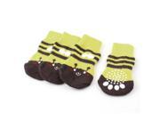 Unique Bargains 2 Pairs Yellow Knitting Stripe Print Stretch Cuff Pet Socks L for Dog Cat