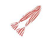 Red White Strip Print Chiffon Wrapped Metal Wire Headband Hair Band for Women