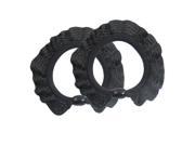 Unique Bargains Unique Bargains 2 Pcs Elastic Plastic Bead Nylon Ruffles Black Hair Ties Rope Loop