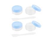 Unique Bargains 4 Pcs Baby Blue Clear Empty Cream Lotion Cosmetic Pot Jar Holder 10ml w Spoon
