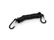 Unique Bargains Carabiner Hook Black Plastic Stretchy Coiled Strap Lanyard Keychain 0.7 Dia