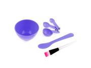 Unique Bargains 4 in 1 DIY Facial Mask Mixing Bowl Stick Brush Spoon Tool Purple for Women