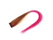 Unique Bargains Woman Cosplay Synthetic Fiber Straight Long Hair Clip Wig Fuchsia Brown 18.5