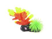 Unique Bargains Fish Tank Aquarium Artificial Silicone Coral Anemone Yellow Green Orange