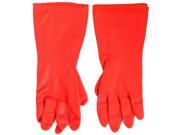 Factory Oil Resistant Waterproof Hand Protector Rubber Work Gloves Red Pair
