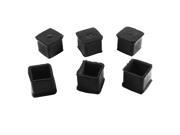 Unique Bargains 6 x Household Square Shaped Furniture Chair Table Foot Leg Covers Black