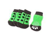 Unique Bargains 2 Pairs Paw Dot Printed Elastic Cuff Pet Dog Cat Knitted Socks Green Black L