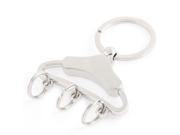 Unique Bargains Silver Tone Clothes Rack With Three Rings Pendant Key Chain