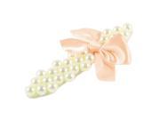 Unique Bargains Plastic Beads Peachpuff Bowknot Alligator Hair Clip for Ladies