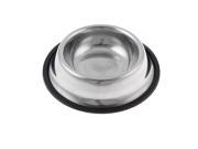 Unique Bargains Nonslip Rubber Ring Base Stainless Steel Pet Dog Water Food Bowl 1.2 Depth
