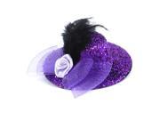 Unique Bargains Lady Black Faux Feather Mesh Bowknot Top Hat Alligator Hair Clip