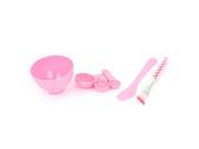 Unique Bargains Makeup DIY Facial Mask Bowl Brush Spoon Stick Cosmetic Tool 6 in1 Set Pink