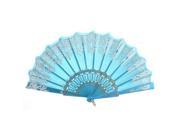 Flower Pattern Plastic Ribs U Hanging Decor Folding Hand Fan 23cm Long