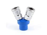 Unique Bargains 1 to 2 Dual Way Pass Air Quick Coupler Adapter Fitting 12mm Female Thread