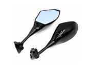 2 Pcs Universal Polygon Shaped Adjustable Rear View Mirror Black for Motorcycle