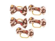 Pet Dog Leopard Pattern Rubber Hair Grooming Bands Clips Hairpins Brown 5 Pcs