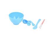 Unique Bargains Set 4 in 1 DIY Bowl Brush Spoon Beauty Face Facial Mask Outfit Kit Blue