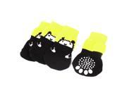Unique Bargains 2 Pairs Pet Dogs Bear Pattern Warm Anti slip Bottom Knitted Socks Yellow Black