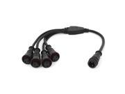 Black Male to 4 Female Waterproof LED Connector Cable Cord Plug 40cm Long
