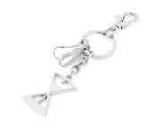 Unique Bargains Metal Sand Glass Shaped Pendant Lobster Clasp Hook Keyring Keychain Silver Tone