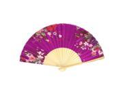 Unique Bargains Chinese Style Floral Pattern Summer Cooler Dance Fabric Folding Hand Fan Fuchsia