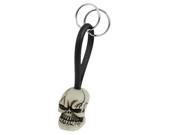 Unique Bargains Unique Bargains Plastic Off White Skull Head Design Keychain w 2 Rings