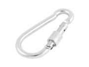 Unique Bargains Traveling Fishing Spring Loaded Screw Lock Keychain Carabiner Hook Silver Tone