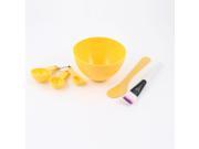 Cosmetic Tool Plastic Dia Bowls Brush Stick Measurement Spoon Set Yellow
