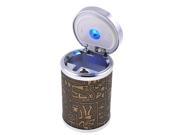 Portable Plastic Cylinder Shaped Ashtray for Car with Blue LED Light Brown Sliver Tone
