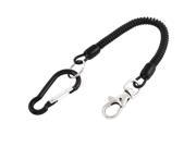 Carabiner Hook Lobster Clasp Black Coil Lanyard Spring Key Chain