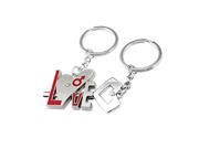Unique Bargains Cool Gift for Couple New Silvery Alloy Keychian Keyring