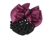 Unique Bargains Burgundy Polyester Bowknot Decor Hair Pin w Black Snood Net