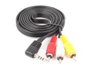 Black 3.5mm Stereo Mic Jack to 3 RCA Male Adapter AV Cable Cord 1.5M 6ft