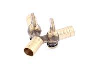 Brass Tone Three Way 10mm Outlet Dia Y Shaped Gas Hose Barb Control Valve
