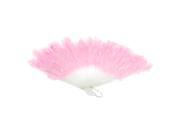 Unique Bargains 10.4 x 16 Pink Fluffy Feather Fold up Hand Fan for Costume Party