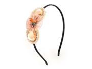 Unique Bargains Metal Frame Plastic Beads Ornament Apricot Color Hairband Hair Hoop
