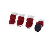 Unique Bargains 2 Pairs Dog Cat Outdoor White Red Hook Loop Fastener Pet Shoes Boots Size XS