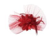 Unique Bargains Lady Mesh Faux Feather Flower Lace Accent Red Safety Pin Hairclip Hair Clip