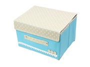 Unique Bargains Dots Pattern Makeup Cosmetic Organizer Jewelry Storage Box Container Case Blue